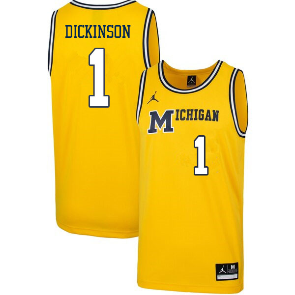 Men #1 Hunter Dickinson Michigan Wolverines College Basketball Jerseys Sale-Retro - Click Image to Close
